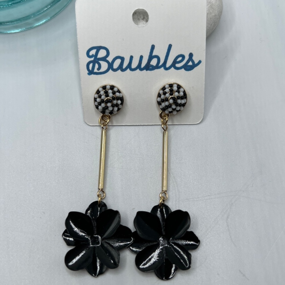Baubles Black Gold Floral Dangle Earrings    $12 or bundle 3 for $20